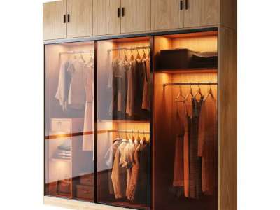 Tủ cánh kính gỗ công nghiệp quần áo dành cho phòng ngủ QA145